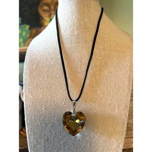 My Style Genuine Topaz Glass Heart Pendant Necklace -- 18"